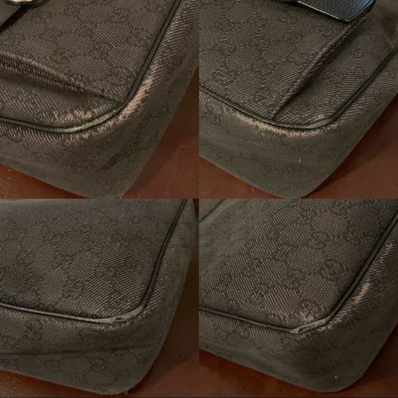 GUCCI Abbey Black Monogram D Ring Pocket Hobo Bag - Picture 9 of 15